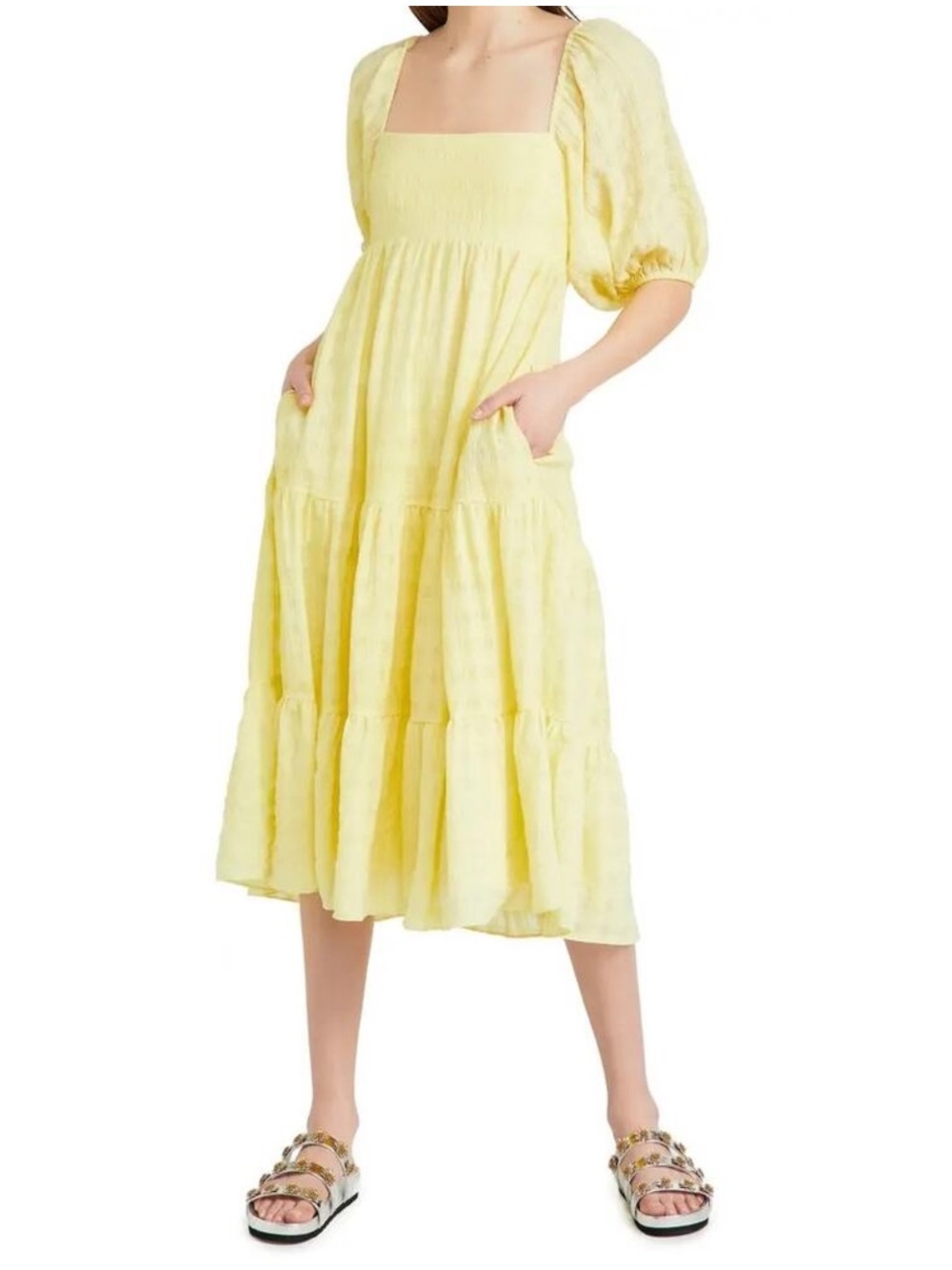 Amanda Uprichard Maisie Midi Dress in Yellow Size Small